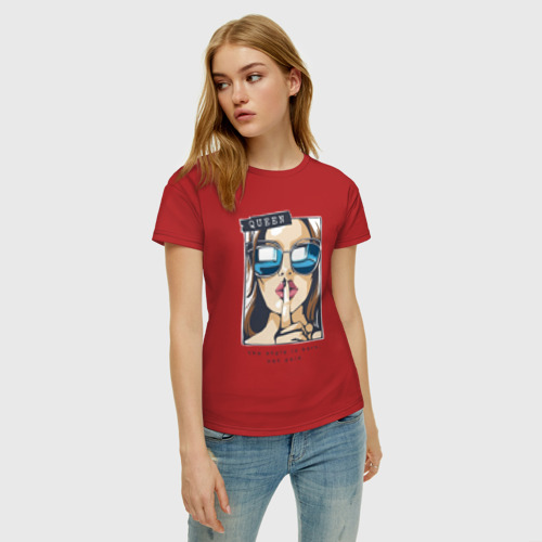 Женская футболка хлопок Стиль создается, а не покупается, цвет красный - фото 3