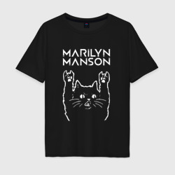 Мужская футболка хлопок Oversize Marilyn Manson Рок кот