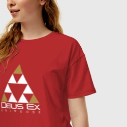 Женская футболка хлопок Oversize Deus ex Human revolution - фото 2