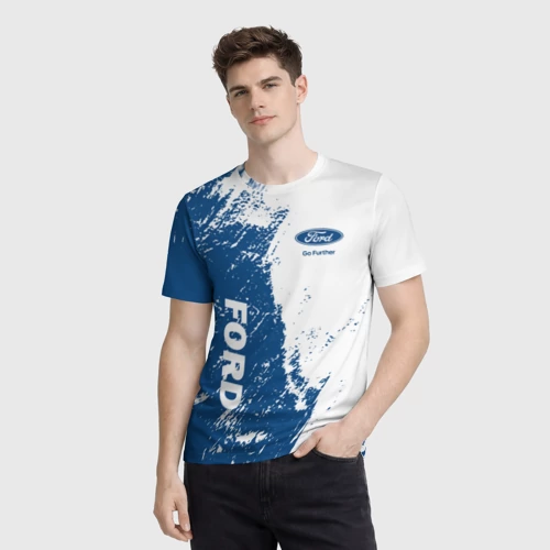 Мужская футболка 3D с принтом Ford Форд два цвета, фото на моделе #1