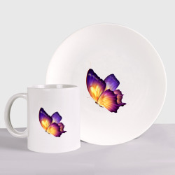 Набор: тарелка + кружка Красивая бабочка (A very beautiful butterfly)