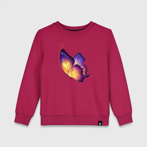 Детский свитшот хлопок с принтом Красивая бабочка (A very beautiful butterfly), вид спереди #2