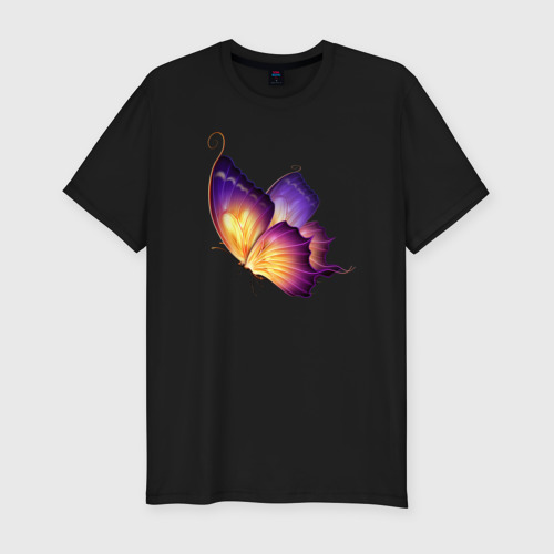 Мужская футболка хлопок Slim с принтом Красивая бабочка (A very beautiful butterfly), вид спереди #2