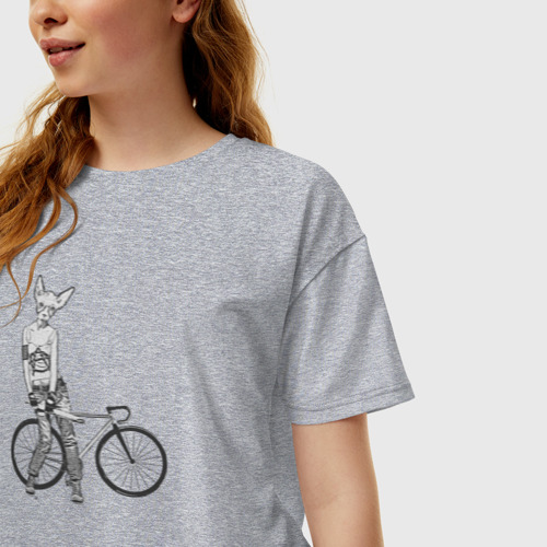 Женская футболка хлопок Oversize с принтом Лысый котик панк, фото на моделе #1