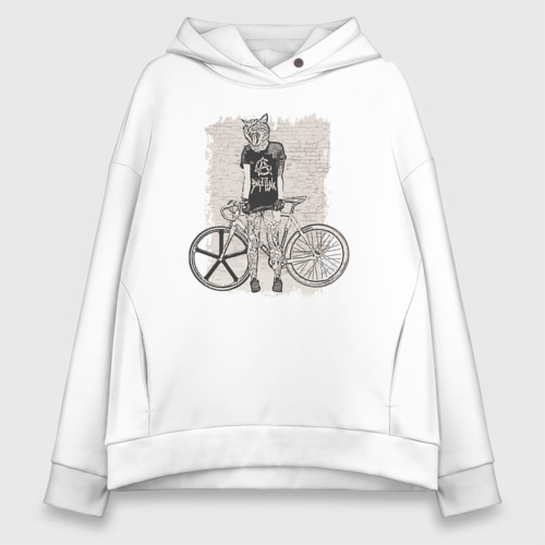 Женское худи Oversize хлопок Bike punk кошечка