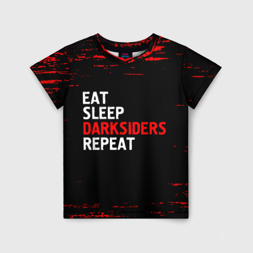 Детская футболка с принтом Eat Sleep Darksiders Repeat Краска, вид спереди №1