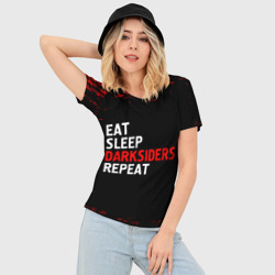 Женская футболка 3D Slim Eat Sleep Darksiders Repeat Краска - фото 2