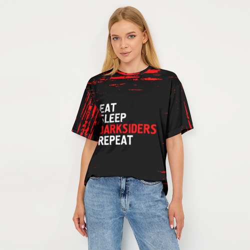 Женская футболка oversize 3D Eat Sleep Darksiders Repeat Краска, цвет 3D печать - фото 5