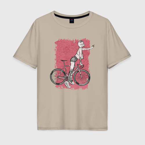 Мужская футболка хлопок Oversize с принтом Bike punk cats, вид спереди #2