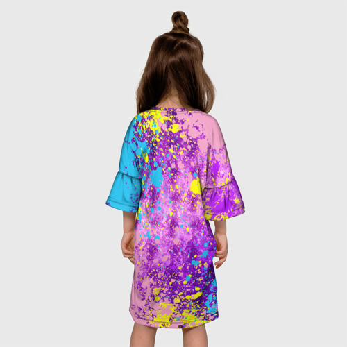 Детское платье 3D с принтом ИГРУШКА УТЯ ЛАЛАФАНФАН (БРЫЗГИ), вид сзади #2