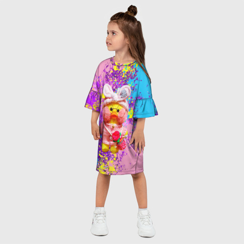 Детское платье 3D с принтом ИГРУШКА УТЯ ЛАЛАФАНФАН (БРЫЗГИ), фото на моделе #1