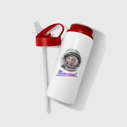 Бутылка для воды с трубочкой Гагарин Поехали! - фото 2