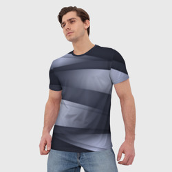 Мужская футболка 3D Серо-белая Волна - фото 2
