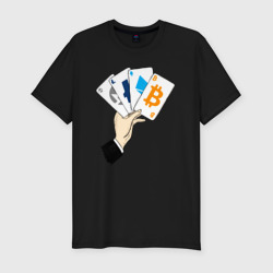 Криптовалютные карты – Мужская футболка хлопок Slim с принтом купить