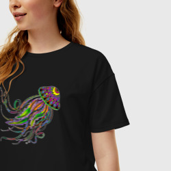Женская футболка хлопок Oversize Медуза яркая раскраска - фото 2