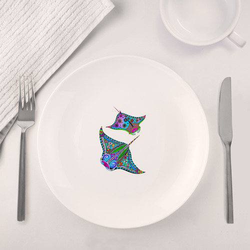 Набор: тарелка + кружка Скаты с психоделической раскраской - фото 4