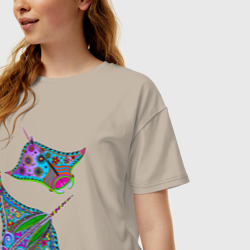 Женская футболка хлопок Oversize Скаты с психоделической раскраской - фото 2