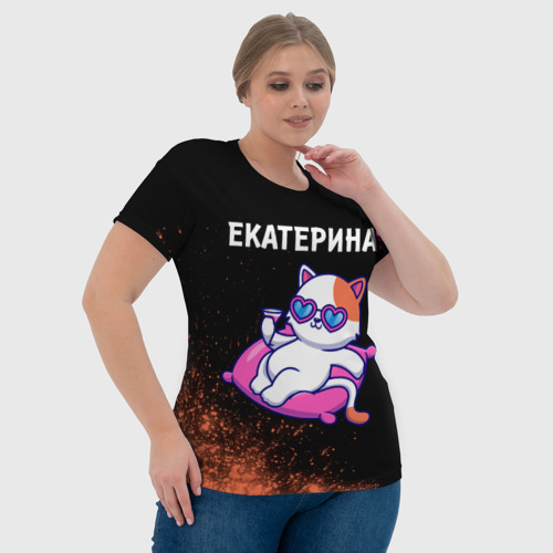 Женская футболка 3D с принтом Екатерина / КОШЕЧКА / Краска, фото #4