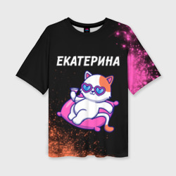 Женская футболка oversize 3D Екатерина кошечка Краска