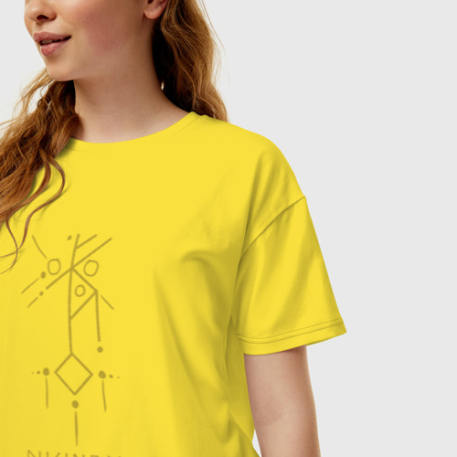 Женская футболка хлопок Oversize Руническая вязь - Успех в предприятии, цвет желтый - фото 3