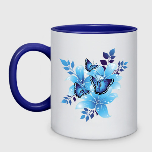 Кружка двухцветная Синие цветы (blue flowers art) - купить по цене 650 руб в интернет-магазине Всемайки, арт 3141363
