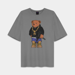 Мужская футболка Oversize хлопок premium Gangsta bear Крутой мишка