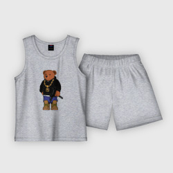 Детская пижама с шортами хлопок Gangsta bear Крутой мишка