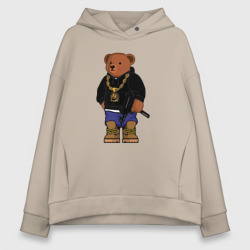 Женское худи Oversize хлопок Gangsta bear Крутой мишка