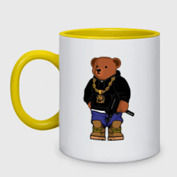 Кружка двухцветная Gangsta bear опасный медведь