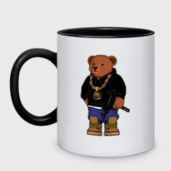 Кружка двухцветная Gangsta bear опасный медведь