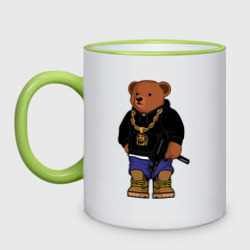 Кружка двухцветная Gangsta bear опасный медведь