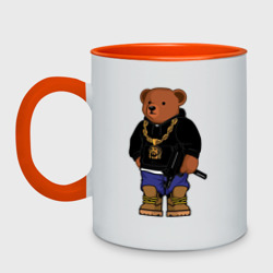 Кружка двухцветная Gangsta bear опасный медведь