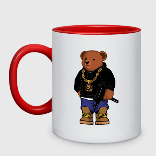 Кружка двухцветная Gangsta bear опасный медведь