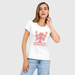 Женская футболка хлопок Slim Славянский Узор Дерево Мира - фото 2