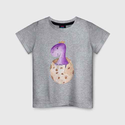 Детская футболка хлопок Малыш динозаврик, цвет меланж