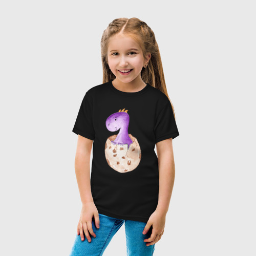 Детская футболка хлопок Малыш динозаврик, цвет черный - фото 5