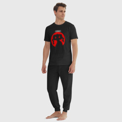Пижама с принтом Eris Boreas Greyrat art Реинкарнация безработного для мужчины, вид на модели спереди №3. Цвет основы: черный