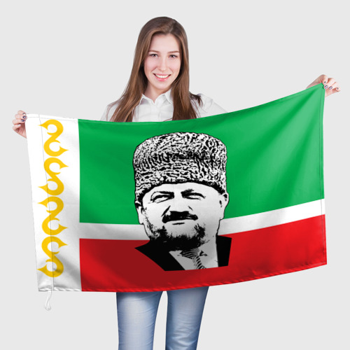 Флаг с принтом Ахмат Кадыров Чечня, вид спереди №1