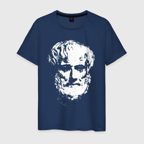 Мужская футболка из хлопка с принтом Аристотель портрет, вид спереди №1