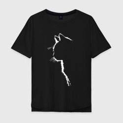 Силуэт чёрного кота – Мужская футболка хлопок Oversize с принтом купить