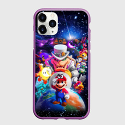 Чехол для iPhone 11 Pro матовый Super Mario Odyssey Space Video game