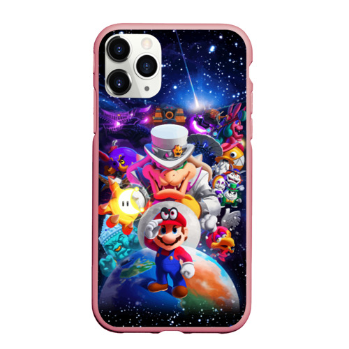 Чехол для iPhone 11 Pro Max матовый Super Mario Odyssey Space Video game, цвет баблгам