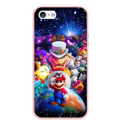 Чехол для iPhone 5/5S матовый Super Mario Odyssey Space Video game