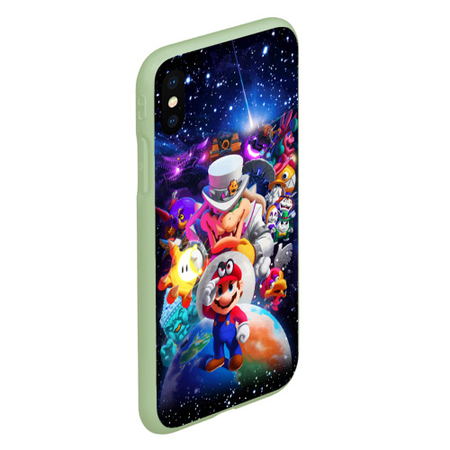 Чехол для iPhone XS Max матовый Super Mario Odyssey Space Video game, цвет салатовый - фото 3