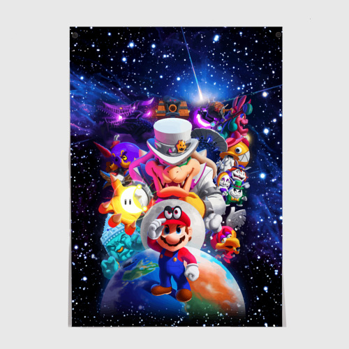Постер с принтом Super Mario Odyssey Space Video game, вид спереди №1