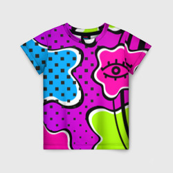 Детская футболка 3D Яркий абстрактный узор в стиле 90х, неоновые цвета