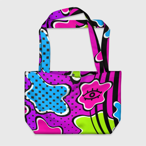 Пляжная сумка 3D Яркий абстрактный узор в стиле 90х, неоновые цвета