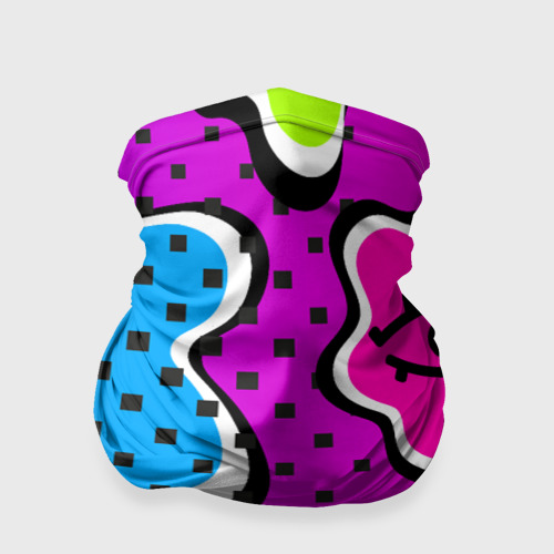 Бандана-труба 3D Яркий абстрактный узор в стиле 90х, неоновые цвета, цвет 3D печать