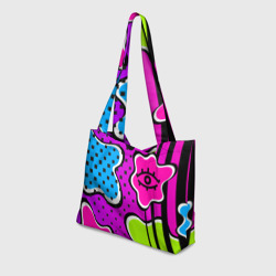 Пляжная сумка 3D Яркий абстрактный узор в стиле 90х, неоновые цвета - фото 2