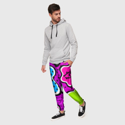 Мужские брюки 3D Яркий абстрактный узор в стиле 90х, неоновые цвета - фото 2